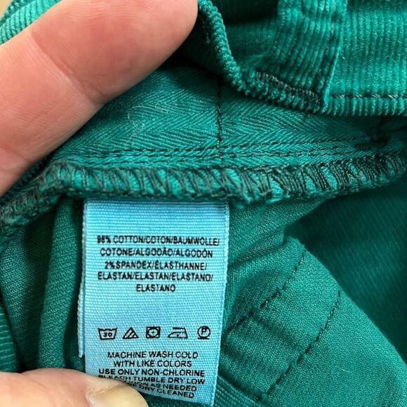 Free People size 26 green button fly corduroys skinny - Picture 6 of 6